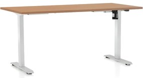 Masa inaltime reglabila OfficeTech A, 160 x 80 cm, bază albă, fag