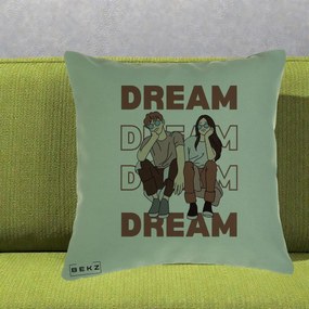 Perna Decorativa Dream Couple Aesthetic, 40x40 cm, Verde, Husa Detasabila, Perna Inclusa, BEKZ®