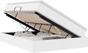 vidaXL Pat cu saltea și spațiu de depozitare Alb 140 x 190 cm