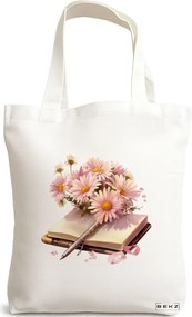 Sacosa de Panza pentru Cumparaturi, Geanta Tote, model Books 38 38 x 34.5 cm, Alba, BEKZ®