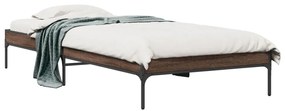 845035 vidaXL Cadru de pat, stejar maro, 90x200 cm, lemn prelucrat și metal