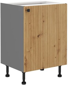 Dulap inferior de bucătărie Avantoe 60 D 1F BB (Stejar artisan + Antracit). 1049624