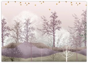 Tablou pe sticlă cu pădure (70x50 cm)