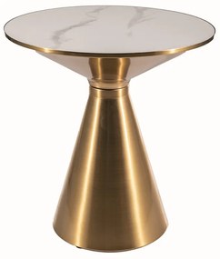 Masa de cafea Aries alb/auriu - d50 x h53 cm