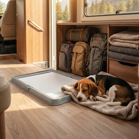 PawHut Toaletă pliabilă pentru câini 86x62 cm Tavă sanitară Câini Dresaj 3 absorbante Picioare antiderapante Gri | Aosom Romania