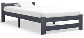 322020 vidaXL Cadru de pat, gri închis, 100x200 cm, lemn masiv de pin