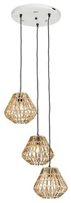 Lampa suspendata din bambus cu 3 lumini rotunde albe - Canna Diamond