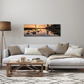 Tablou - Apus de soare la lac (cu ceas) (90x30 cm)
