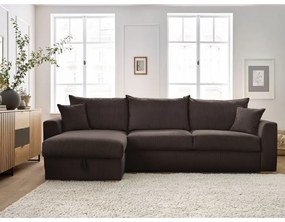 Colțar maro extensibil cu tapițerie din catifea reiată (cu colț variabil) Augustin – Bobochic Paris