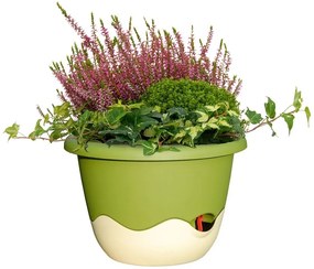Plastia Ghiveci flori cu auto-udare Mareta verde + bej, diam. 25 cm