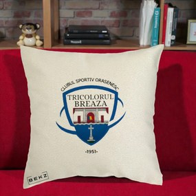 Perna Personalizata CSO Tricolorul Breaza 1951, 40x40 cm, Ecru, Husa Detasabila, Perna Inclusa, BEKZ®