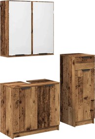 vidaXL Set de mobilier pentru baie 3 pcs Lemn vechi Lemn compozit