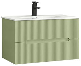Trent 80 mobilier de baie inferior cu chiuvetă ceramică 2 sertare, verde deschis