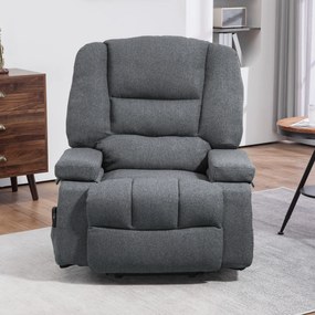 HOMCOM Scaun Rabatabil, Canapea cu Masaj prin Vibrații și Căldură, Scaun de Ridicare cu Telecomandă, 97x90x102 cm, Gri