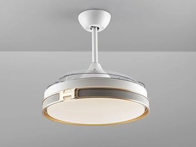Lustra LED cu Ventilator si telecomanda, lame retractabile HERON alb/auriu