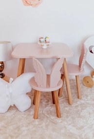 Set masuta patrata roz si 2 scaunele ingeras roz