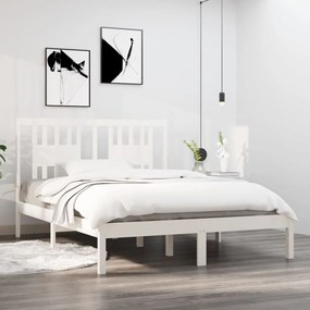 3104059 vidaXL Cadru de pat, alb, 120x200 cm, lemn masiv de pin