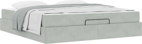 vidaXL Cadru de pat cu saltea cu saltea 2 pcs Gri deschis Catifea