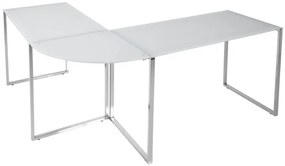 Birou pe colt din sticla securizata si metal 180x160 cm