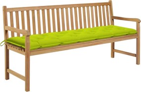 vidaXL Bancă de grădină cu pernă verde deschis, 175 cm, lemn masiv tec