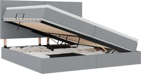 vidaXL Pat cu saltea și LED cu led Gri deschis 200 x 200 cm Poliester