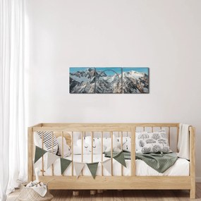 Tablou cu vârfuri înzăpeziți, Fiordland (cu ceas) (90x30 cm)