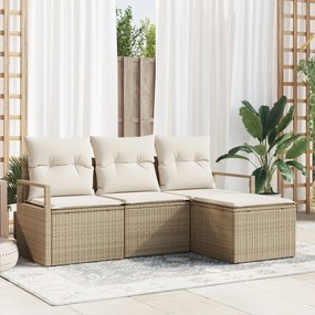 vidaXL Set de canapele pentru grădină 4 pcs Bej Rattan poli