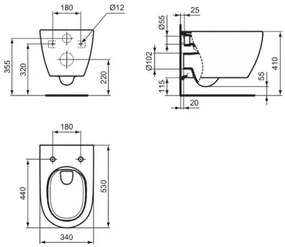 Vas WC suspendat Ideal Standard I.life O rimless HydroTwist alb