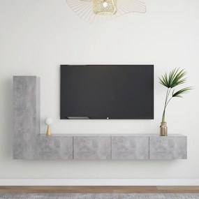 vidaXL Set de dulapuri TV, 3 buc., gri beton, lemn prelucrat