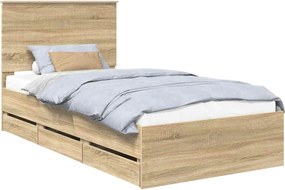 vidaXL Cadru de pat Stejar Sonoma 100 x 200 cm Lemn Ingineresc