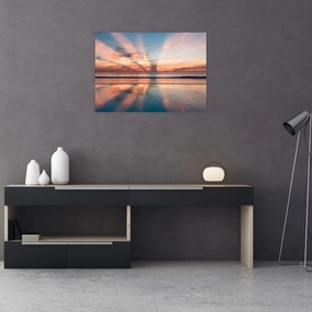 Tablou pe sticlă cu razele solare deasupra plajei Dayton (70x50 cm)