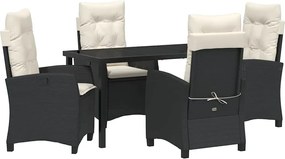 vidaXL Set de masă pentru grădină cu pernă 5 pcs Negru poliratan