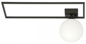 Plafoniera moderna neagra cu un glob din sticla alba Imago 1A