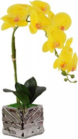 Floare artificiala Phalaenopsis Vivilinen, plastic, verde/galben, 11 x 11 x 50 cm