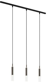 Sistem de iluminat pe șină modern negru cu 3 lămpi suspendate bronz închis monofazat - Slimline Loyce