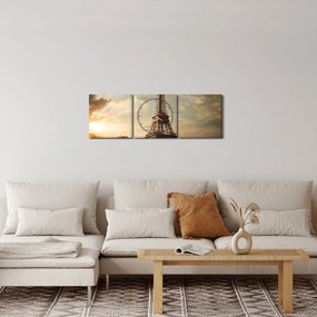 Tablou - Turnul Eiffel. Paris, Franța (cu ceas) (90x30 cm)