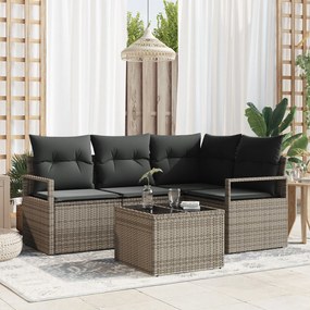 Set canapea grădină vidaXL cu perne ratan poli negru, 4 piese