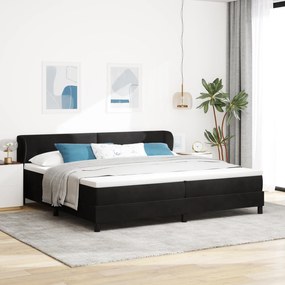 Pat box spring vidaXL cu saltea Negru 200x200 cm Catifea