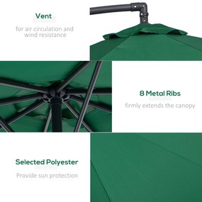 Outsunny Umbrelă Laterală din Metal, Verde, 3m, Protecție UV, Ideală pentru Grădină și Terasă | Aosom Romania