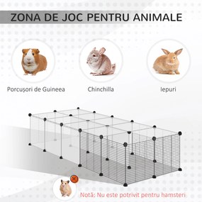 PawHut Țarc Modular pentru Animale de Talie Mică cu Panouri și Accesorii, 140x70x70 cm, Negru | Aosom Romania