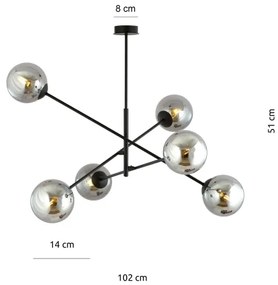 Lustră pe tijă LINEAR 6xE14/10W/230V negru/gri