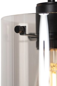 Lampă suspendată inteligentă neagră cu sticlă fumurie incluzând 3 WiFi ST64 - Dome