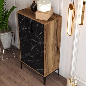 Comodă pentru pantofi Prag - Walnut, Black Marble