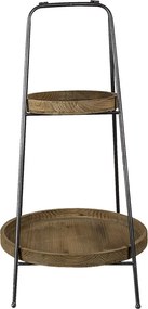 Suport pliabil din metal, cu 2 tavi de servire din lemn, Ø49x74 cm