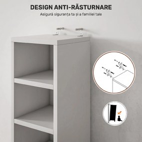 HOMCOM Raft Bibliotecă pentru CD-uri cu 12 rafturi, din MDF și panou aglomerat, 21x20x175 cm, Alb | Aosom Romania