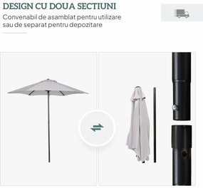 Outsunny Umbrelă Rotundă de Grădină cu Manivelă, Structură din Aluminiu, Φ196x200cm, Gri Deschis | Aosom Romania