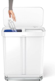 Coș de gunoi cu pedală Simplehuman pentru sortareadeșeurilor 58 l, alb