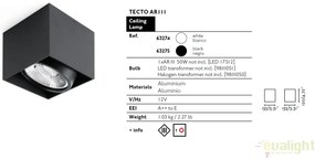 Plafoniera alba cu 1 spot directionabil cu design modern, TECTO-1 63274