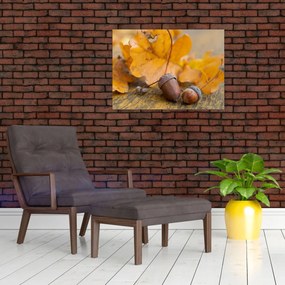 Tablou pe sticlă - Ghinde de toamnă (70x50 cm)