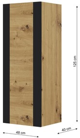 Dulap suspendat Montana (Stejar artisan + negru mat). 1085842